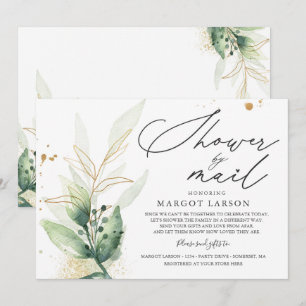 Baby shower Par Courrier Invitation Verdure & Or