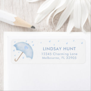Baby shower Parapluie bleu - Adresse de retour