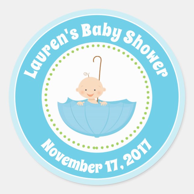 Baby shower Parapluie Favoriser Stickers Blue Baby (Devant)