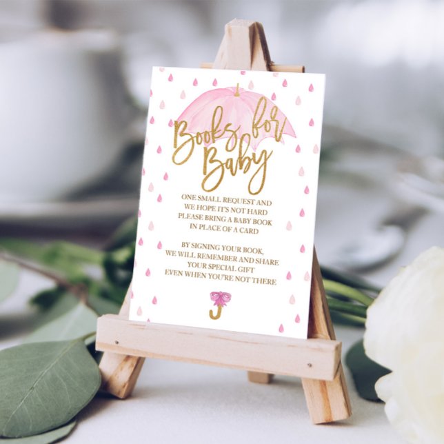 Baby shower parapluie rose Livres pour carte bébé (Créateur téléchargé)