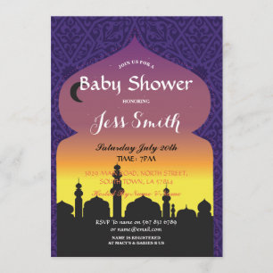Baby shower Party Arabian Nights Invitation violet