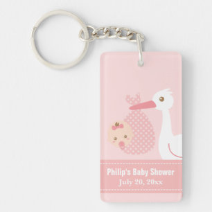 Baby Shower Party Favour - Stork Delivers Baby Gir Keychain