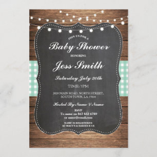 Baby shower Party Rustic Burlap Mint Invitation de