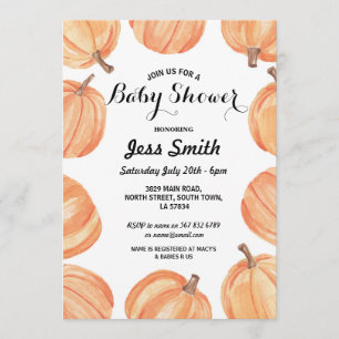 Baby Shower Party Rustic Watercolor Pumpkin Fall Invitation