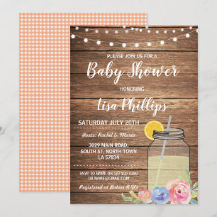Baby Shower Party Summer Wood Mason Jar Invite