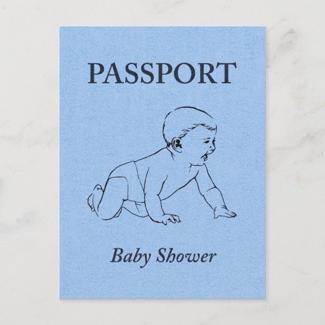 baby shower passport invitation postcard (Front)