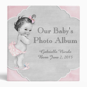 Baby Shower Pastel Pink Vintage Little Girl Binder