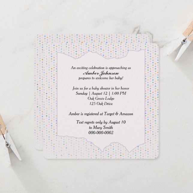 Baby Shower Pastel Polka Dots Invitation (Front/Back In Situ)