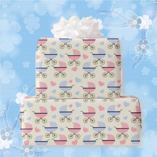 Baby Shower Pastels in Pink & Blue Gift Wrapping Paper
