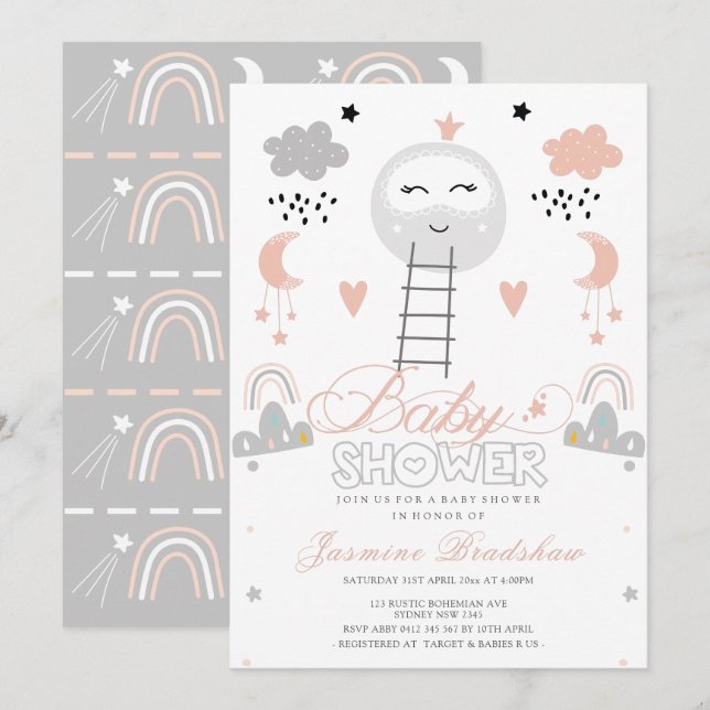 Baby Shower Pathway to the Moon Invitation (Front/Back)