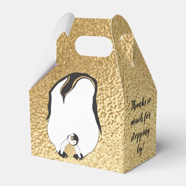 Baby Shower Penguins Mom and Baby Favor Box (Front Side)