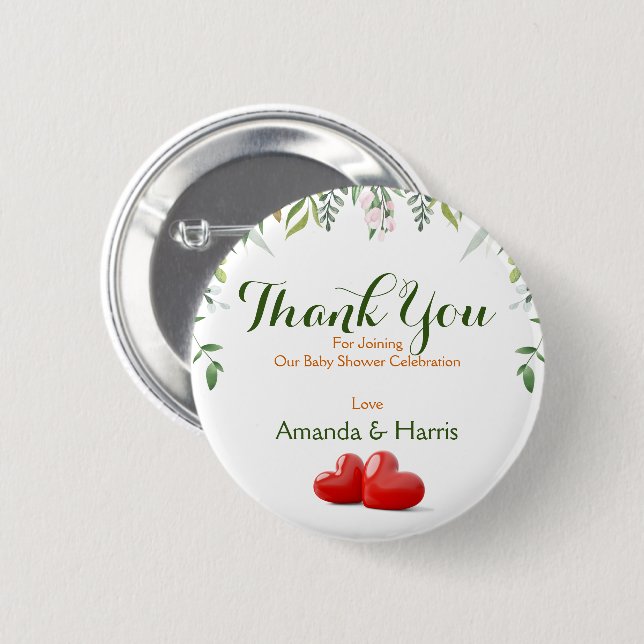 Baby Shower Personalize Design 2 Inch Round Button (Front & Back)
