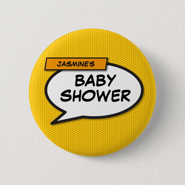 Baby Shower Personalized Funny Modern 2 Inch Round Button (Front)
