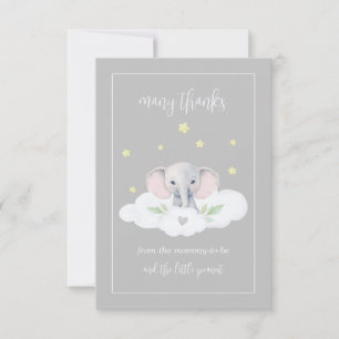 Baby shower Personnalisé Elephant Grey Merci Carte