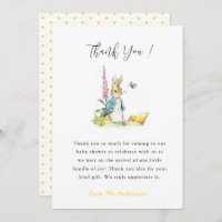 Baby shower Peter lapin Carte de remerciements