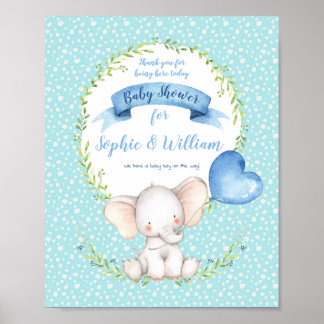 Baby shower petit éléphant Affiche de bienvenue bl