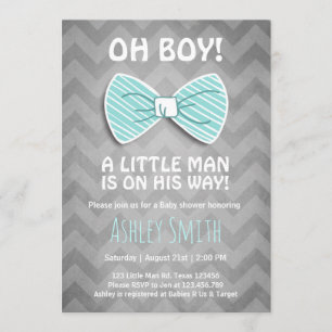 Baby shower Petit Homme Invitation Bow Cravate Ble