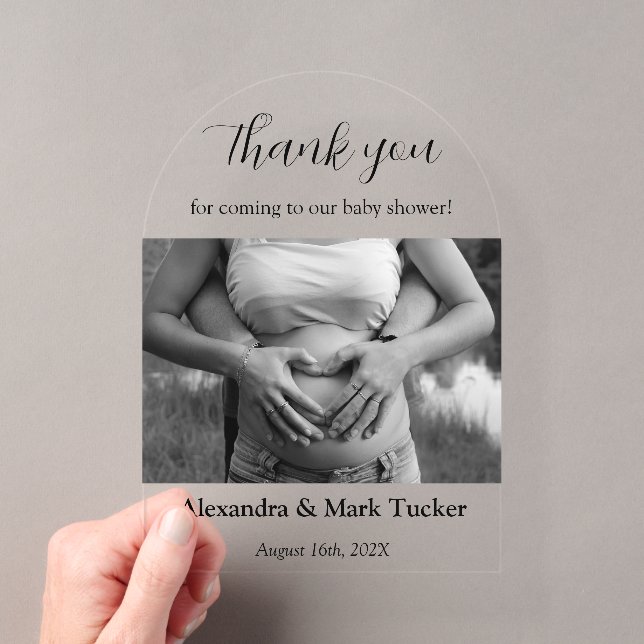 Baby shower Photo Acrylic Invitations (Insitu (Handheld))