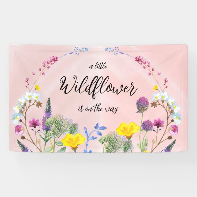 Baby Shower Photo Backdrop, Wildflower Banner (Horizontal)