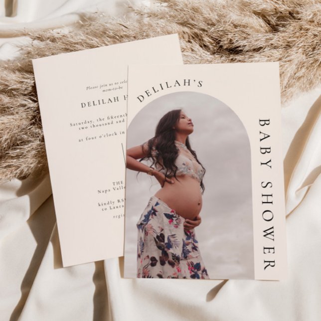 Baby shower photo Boho Arch moderne Invitation (Créateur téléchargé)