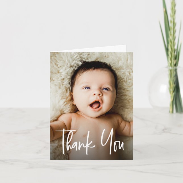 Baby Shower photo Handlettering Minimal template (Front)