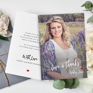 Baby shower photo moderne amour et merci script