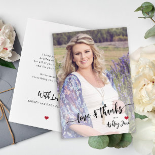 Baby shower photo moderne amour et merci script