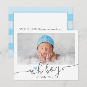 Baby shower photo simple Blue Heart Boy Merci