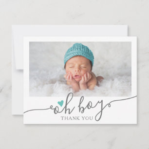 Baby shower photo simple Turquoise Heart Boy Merci