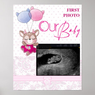 Baby Shower. Pink Baby Deer  Poster