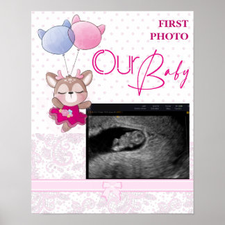 Baby Shower. Pink Baby Deer  Poster