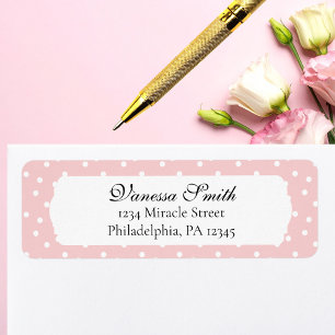 Baby Shower Pink Baby Girl Dots Return Address
