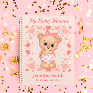 Baby Shower Pink Baby Girl Teddy Bear Planner