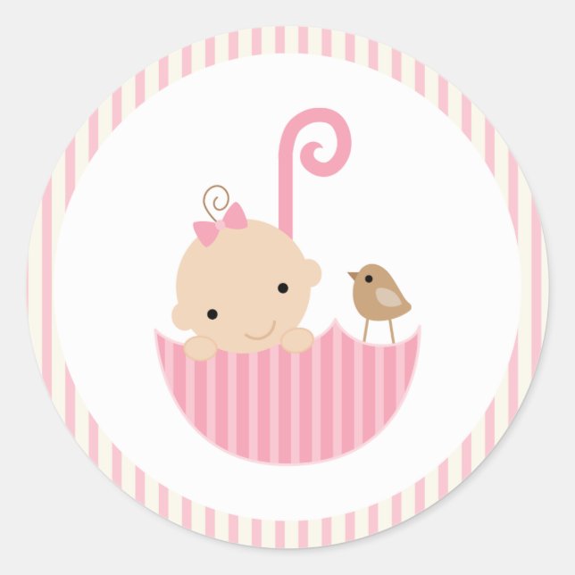 {baby shower} pink baby shower sticker (Front)