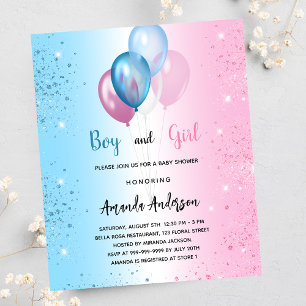 Baby Shower pink blue girl boy invitation
