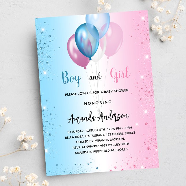 Baby Shower pink blue girl boy twins Invitation (Creator Uploaded)