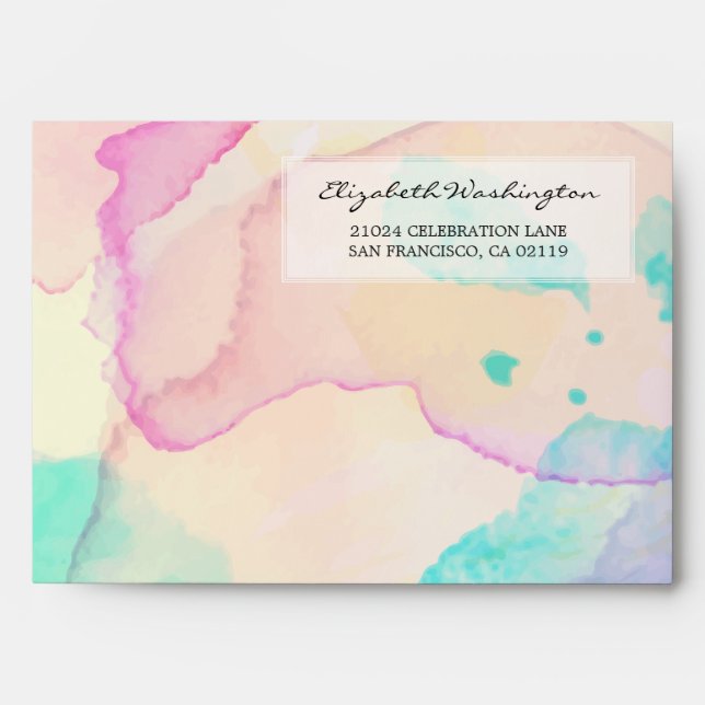 Baby Shower | Pink Blue & Purple Watercolor Splash Envelope (Front)
