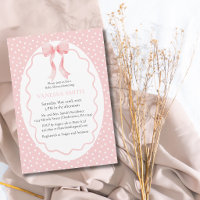 Baby Shower Pink Bow Dots Baby Girl Modern 