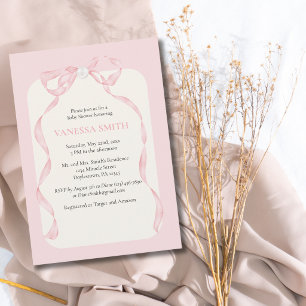 Baby Shower Pink Bow Pearl Baby Girl Modern  Invitation