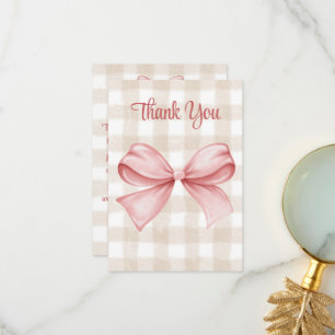 Baby Shower Pink Bow Themed Custom  Thank You Card