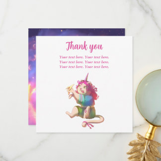 Baby shower Pink Cute Flat Thank You Card