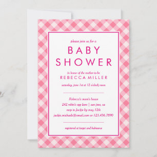 Baby Shower Pink Gingham Invitation