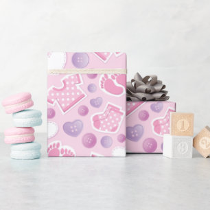 Baby Shower Pink Girl Wrapping Paper