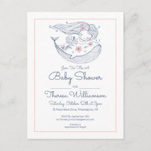 Baby Shower Pink Little Girl Mermaid Postcard