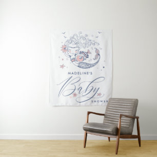 Baby Shower   Pink Little Girl Mermaid Tapestry