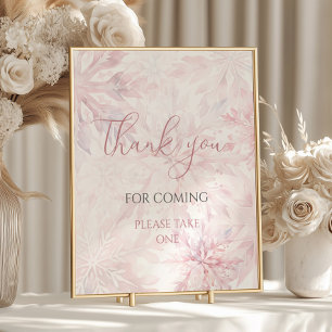 Baby Shower Pink Snowflake Thank You for Coming Poster