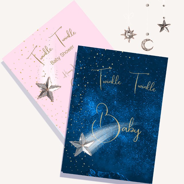 Baby Shower Pink Twinkle Twinkle Stars  Invitation (Creator Uploaded)