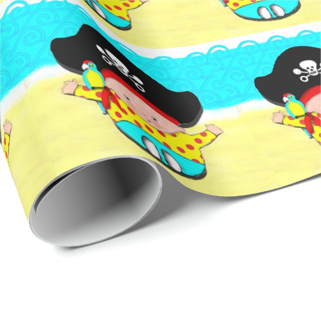 Baby Shower Pirate Gift Wrapping Paper (Roll Corner)