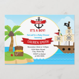 Baby shower pirate Invitation Carte 5x7