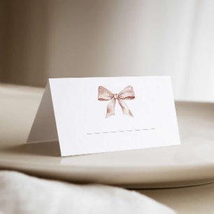 Baby shower place card with dusty pink bow